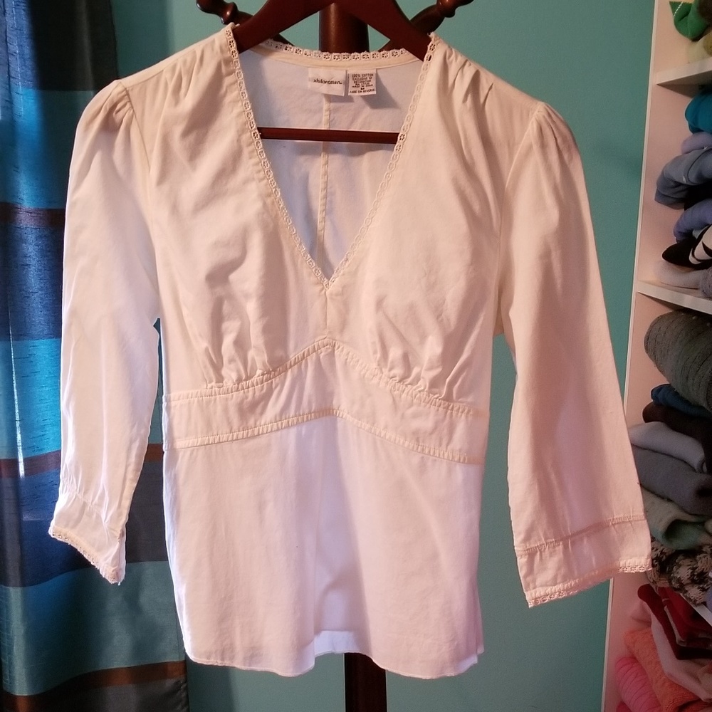 Ivory Top w/Empire Waist and Pleated Detailing